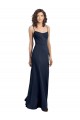 Sleeveless Scoop Neck Stretch Crepe Dark Navy Long Formal Dress Canada Clearance