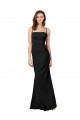 Sleeveless Square Neck Stretch Crepe Black Long Formal Evening Dress Canada Clearance
