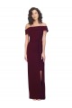 Sleeveless Square Neck Stretch Crepe Burgundy Gold Long Formal Evening Dress Canada Clearance
