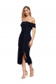 Sleeveless Square Neck Stretch Crepe Black Midi Length Formal Evening Dress Canada Clearance