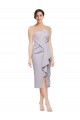 Sleeveless Strapless Stretch Crepe Arctic Lilac Cocktail Length High Low Evening Dress Canada Clearance