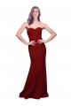Sleeveless Strapless Stretch Crepe Burgundy Long Formal Evening Dress Canada Clearance