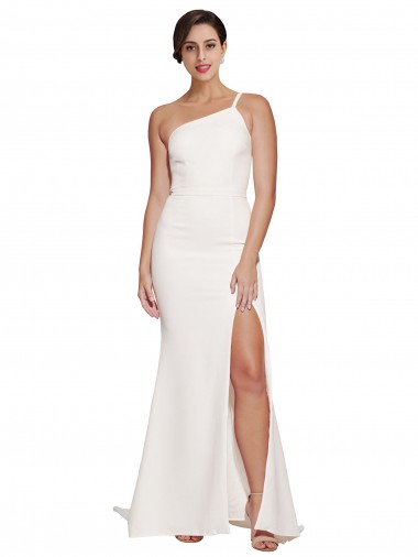 Sleeveless Strapless Stretch Crepe Ivory Sweep Train Semi Formal Evening Dress Canada Clearance