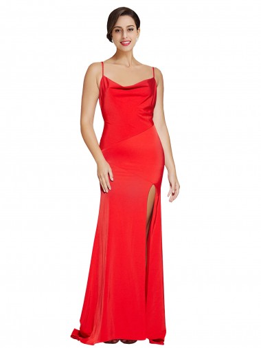 Sleeveless Strapless Stretch Satin Red Long Formal Evening Dress Canada Clearance