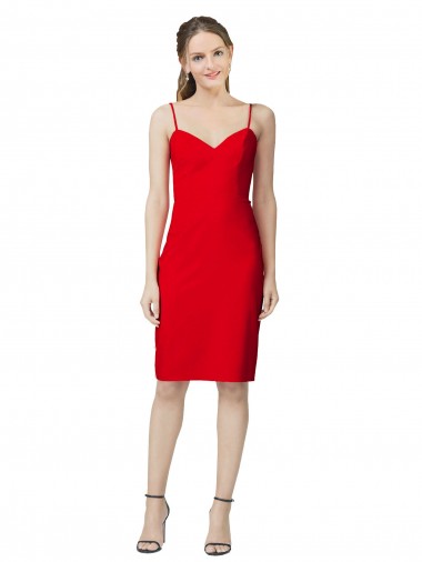 Sleeveless Sweetheart Stretch Crepe Red Cocktail Length Formal Evening Dress Canada Clearance
