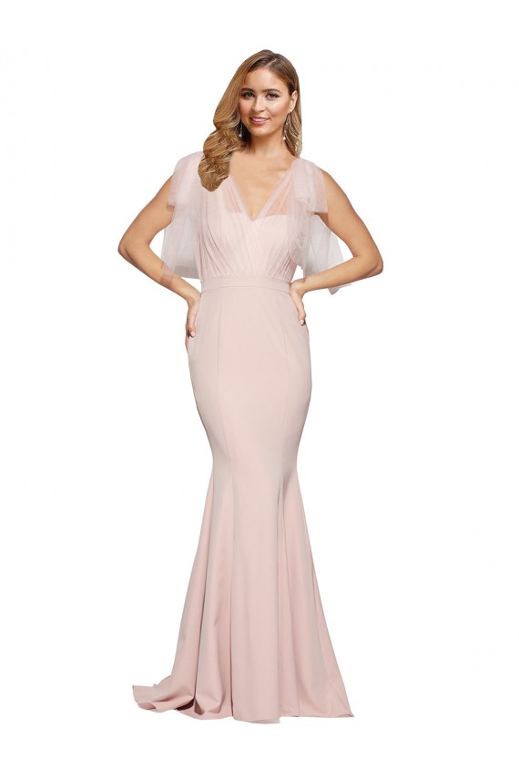 Sleeveless Sweetheart Stretch Crepe & Tulle Mauve Long Formal Dress Canada Clearance
