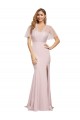 Short Sleeves Sweetheart Stretch Crepe & Tulle Mauve Long Formal Evening Dress Canada Clearance