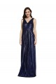 Sleeveless V-Neck Sequin Dark Navy Sheath Long Formal Evening Dress Canada Clearance