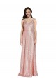 Sleeveless V-Neck Sequin Rose Gold Long Formal Evening Dress Canada Clearance