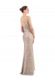Sleeveless V-Neck Sequin & Sparkling Sequin Silver Long Formal Evening Dress Canada Clearance