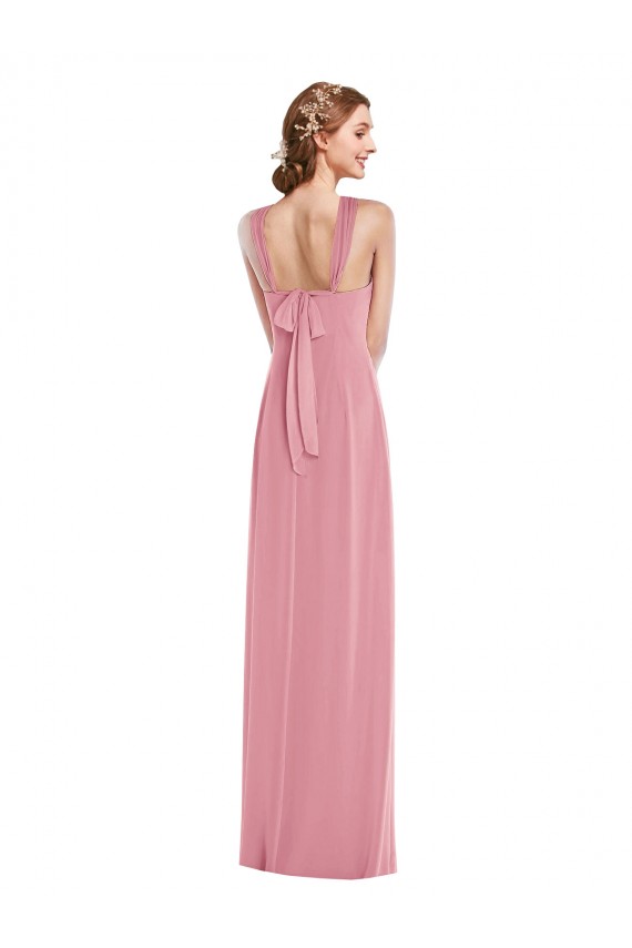 Sleeveless Halter Neck Soft Chiffon Skin Pink Long Semi Formal Evening Dress Canada Clearance