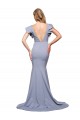 Sleeveless Round Neck Stretch Crepe Smoke Blue Sweep Train Formal Evening Dress Canada Clearance