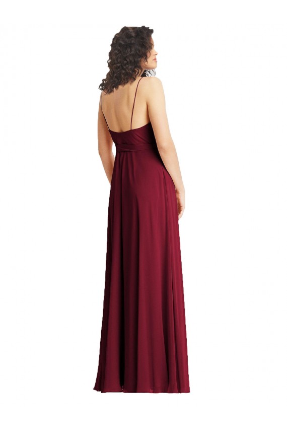 Sleeveless V-Neck Soft Chiffon Smoke Green Long Formal Evening Dress Canada Clearance