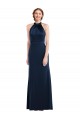 Sleeveless High Neck Stretch Crepe Dark Navy Long Semi Formal Evening Dress Canada Clearance