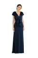 Cap Sleeves Off the Shoulder Stretch Crepe Dark Navy Long Formal Evening Dress Canada Clearance
