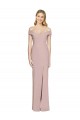Sleeveless Off the Shoulder Stretch Crepe Dusty Pink Long Semi Formal Evening Dress Canada Clearance