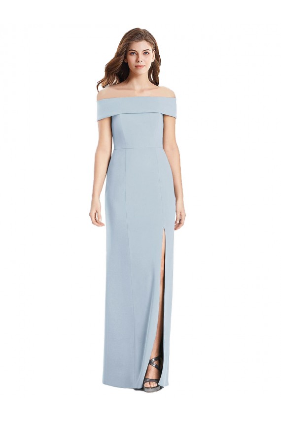 Sleeveless Off the Shoulder Stretch Crepe Light Sky Blue Long Formal Dress Canada Clearance