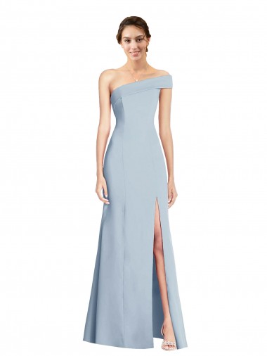 Sleeveless Off the Shoulder Stretch Crepe Light Sky Blue Long Formal Evening Dress Canada Clearance