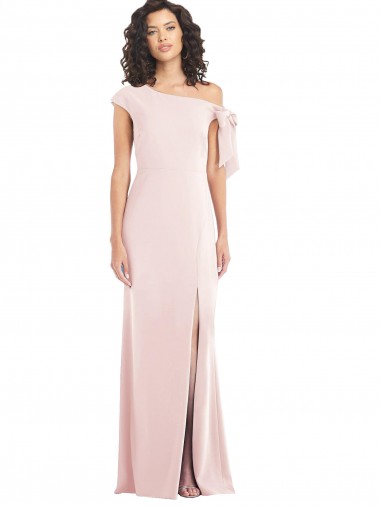 Cap Sleeves Off the Shoulder Stretch Crepe Pink Long Formal Evening Dress Canada Clearance