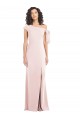 Cap Sleeves Off the Shoulder Stretch Crepe Pink Long Formal Evening Dress Canada Clearance