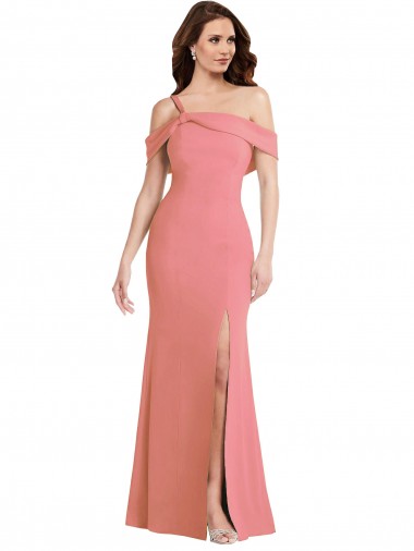 Sleeveless One Shoulder Stretch Crepe Hot Pink Long Semi Formal Evening Dress Canada Clearance