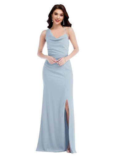 Sleeveless One Shoulder Stretch Crepe Light Sky Blue Long Formal Dress Canada Clearance