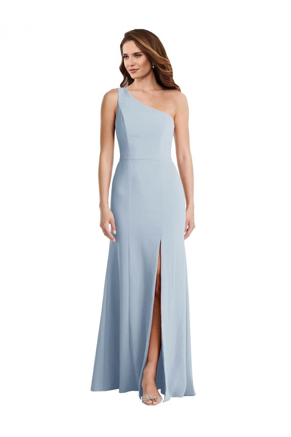Sleeveless One Shoulder Stretch Crepe Light Sky Blue Long Formal Evening Dress Canada Clearance