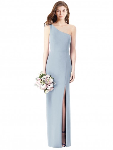 Sleeveless One Shoulder Stretch Crepe Light Sky Blue Long Semi Formal Evening Dress Canada Clearance