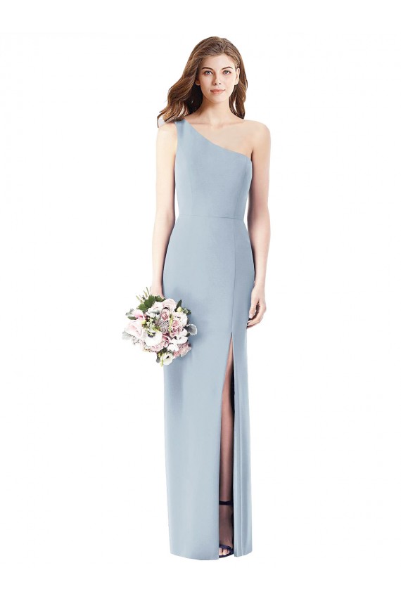 Sleeveless One Shoulder Stretch Crepe Light Sky Blue Long Semi Formal Evening Dress Canada Clearance