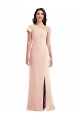 Cap Sleeves One Shoulder Stretch Crepe Nude Long Formal Evening Dress Canada Clearance