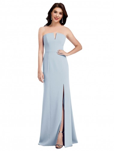 Sleeveless Strapless Stretch Crepe Light Sky Blue Long Evening Dress Canada Clearance