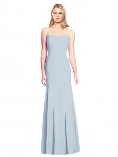 Sleeveless Strapless Stretch Crepe Light Sky Blue Trumpet Long Formal Dress Canada Clearance