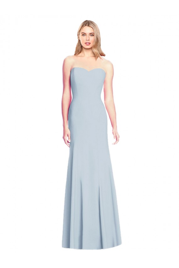 Sleeveless Strapless Stretch Crepe Light Sky Blue Trumpet Long Formal Dress Canada Clearance