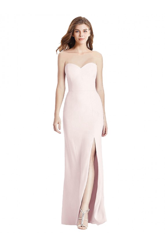 Sleeveless Strapless Stretch Crepe Pink Long Semi Formal Evening Dress Canada Clearance