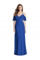 Cold Shoulder V-Neck Soft Chiffon Royal Blue Long Semi Formal Evening Dress Canada Clearance