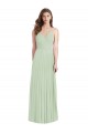 Cold Shoulder V-Neck Soft Chiffon Sage Long Semi Formal Evening Dress Canada Clearance
