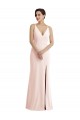 Sleeveless V-Neck Stretch Crepe Pink Long Formal Evening Dress Canada Clearance
