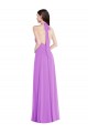 Sleeveless Halter Neck Soft Chiffon Violet Long Formal Evening Dress Canada Clearance
