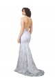 Sleeveless High Neck Stretch Crepe & Sequin Tulle White Long Formal Evening Dress Canada Clearance