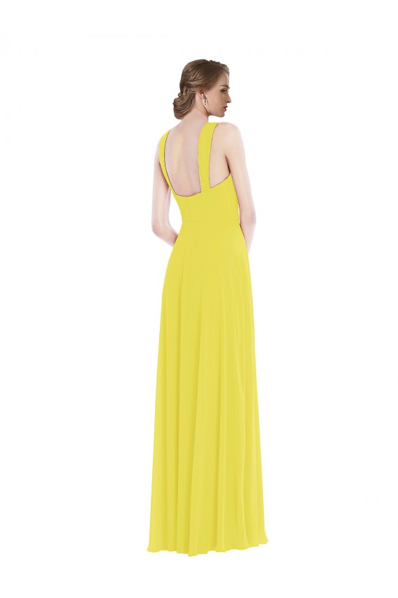 Sleeveless Sweetheart Soft Chiffon Yellow Long Semi Formal Evening Dress Canada Clearance